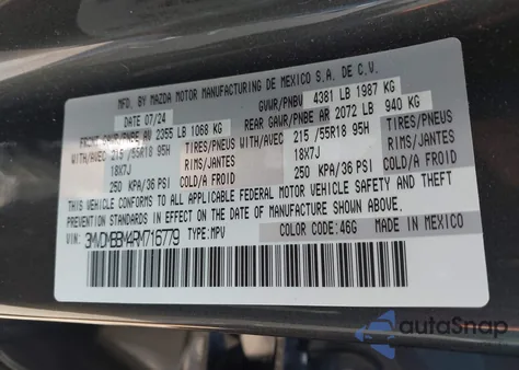 2024 Mazda Cx-30 2.5 S Select Sport z USA, uszkodzony, nr VIN 3MVDMBBM4RM716779